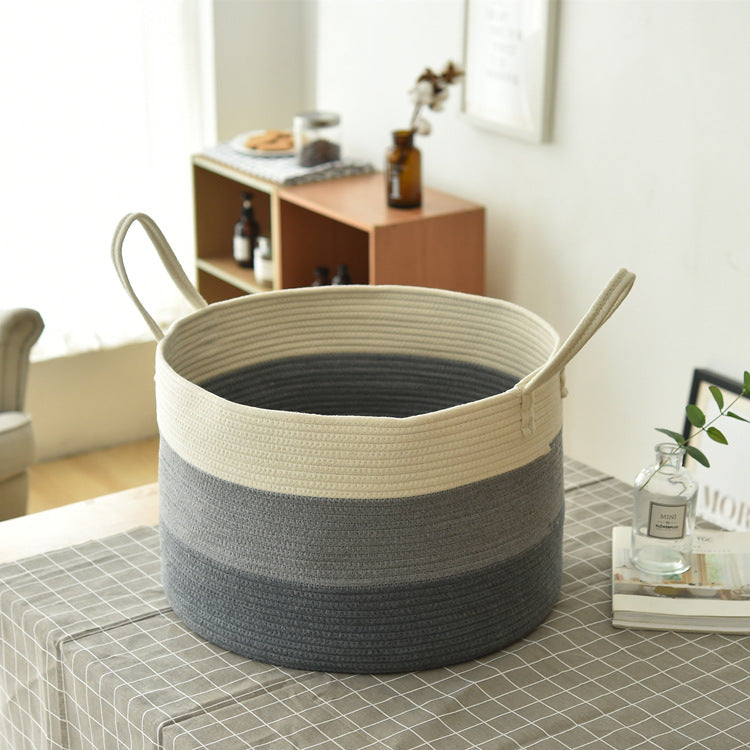 Large Cotton Rope Storage Basket for Laundry & Toys