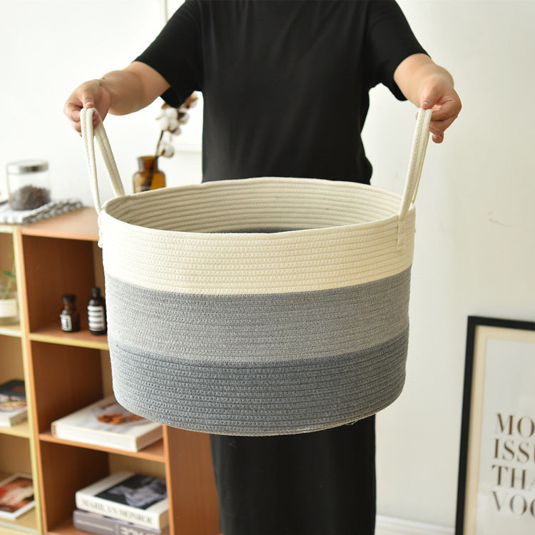 Large Cotton Rope Storage Basket for Laundry & Toys