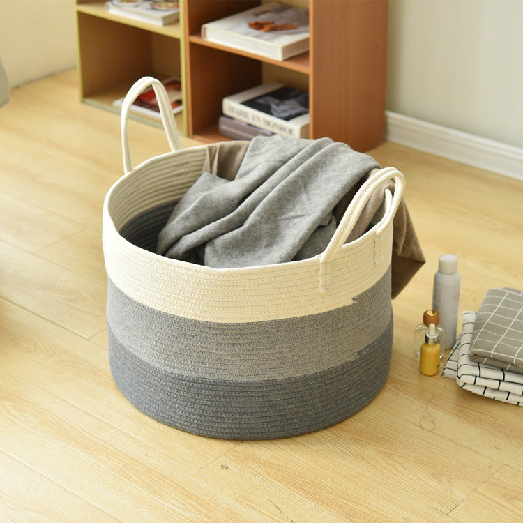 Large Cotton Rope Storage Basket for Laundry & Toys