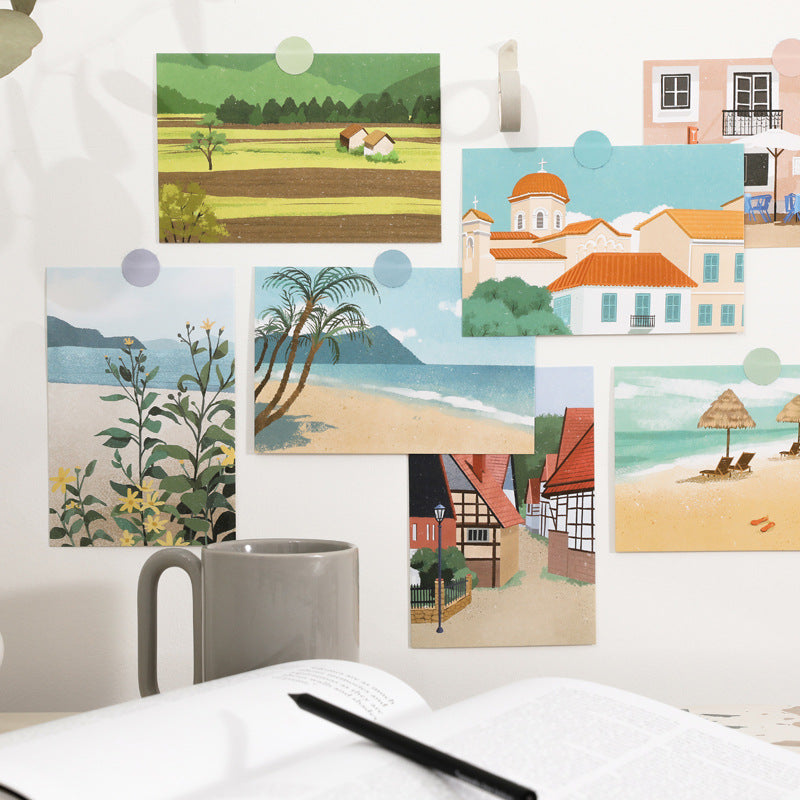 Aesthetic Travel Photo Postcard Wall Collage Set
