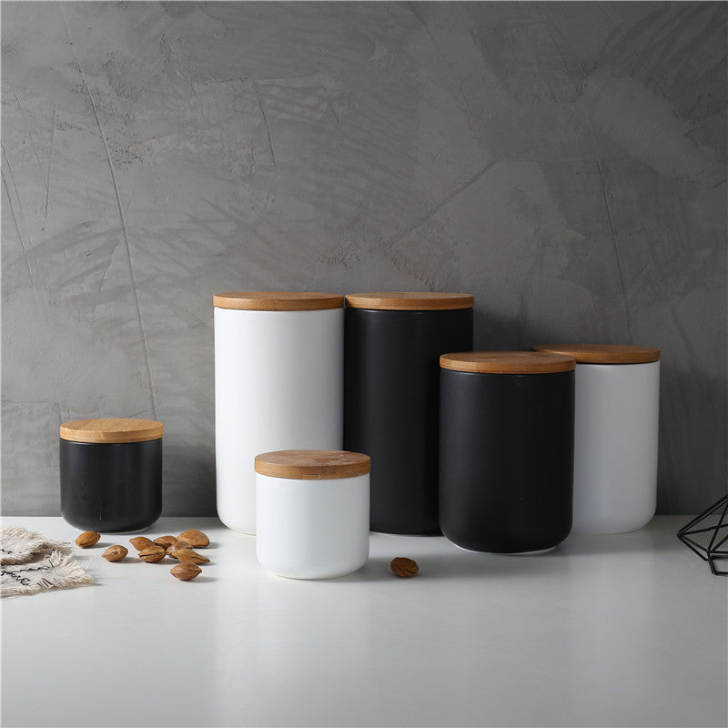 Modern Kitchen Canister with Air Tight Wood Lid