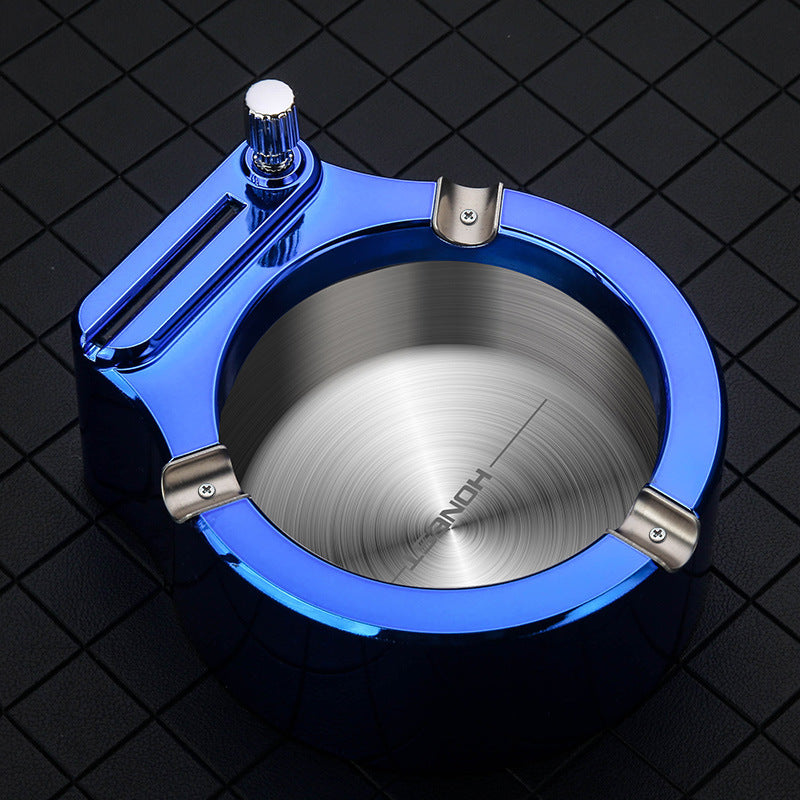Fancy Metal Ashtray Set with Permanent Match Lighter