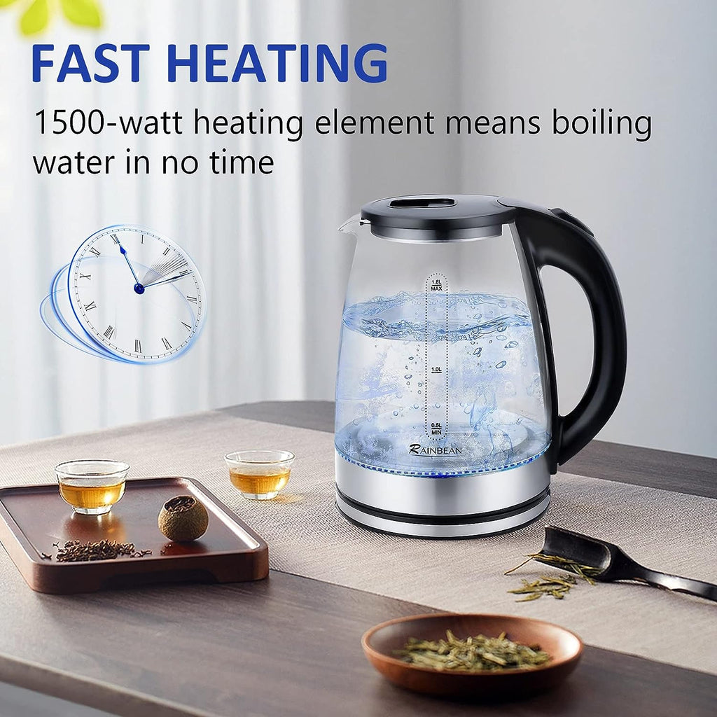 Modern Black Glass Hot Water Boiler with Wide Opening