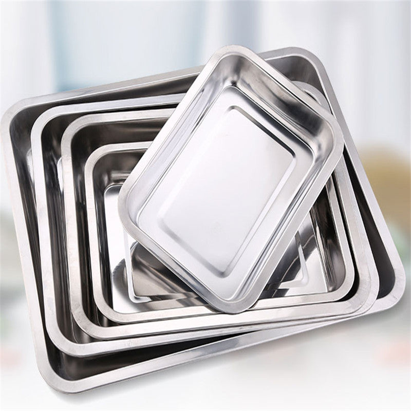 Thick Stainless Steel Rectangular Deep Storage Trays