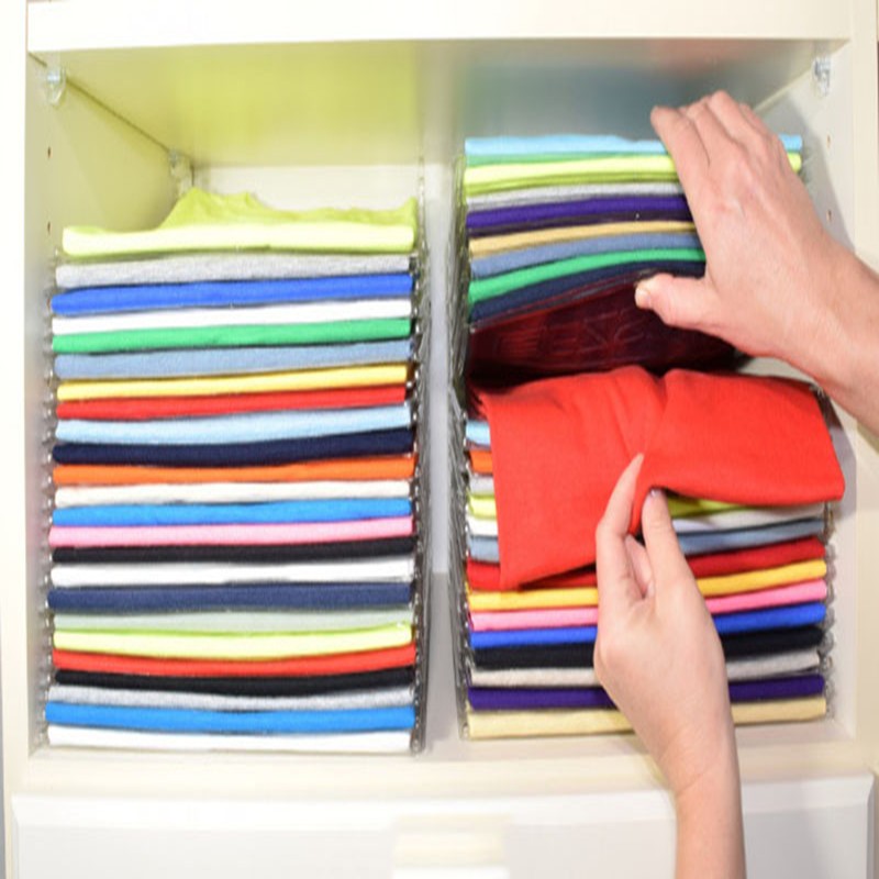 Space-Saving T-Shirt Folder and Clothes Storage System